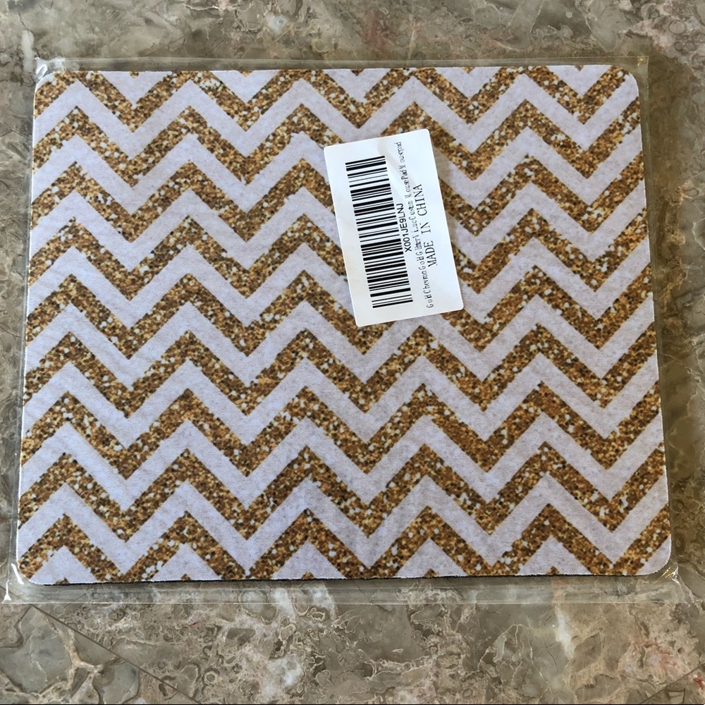 Chevron Gold Glitter Mouse Pad